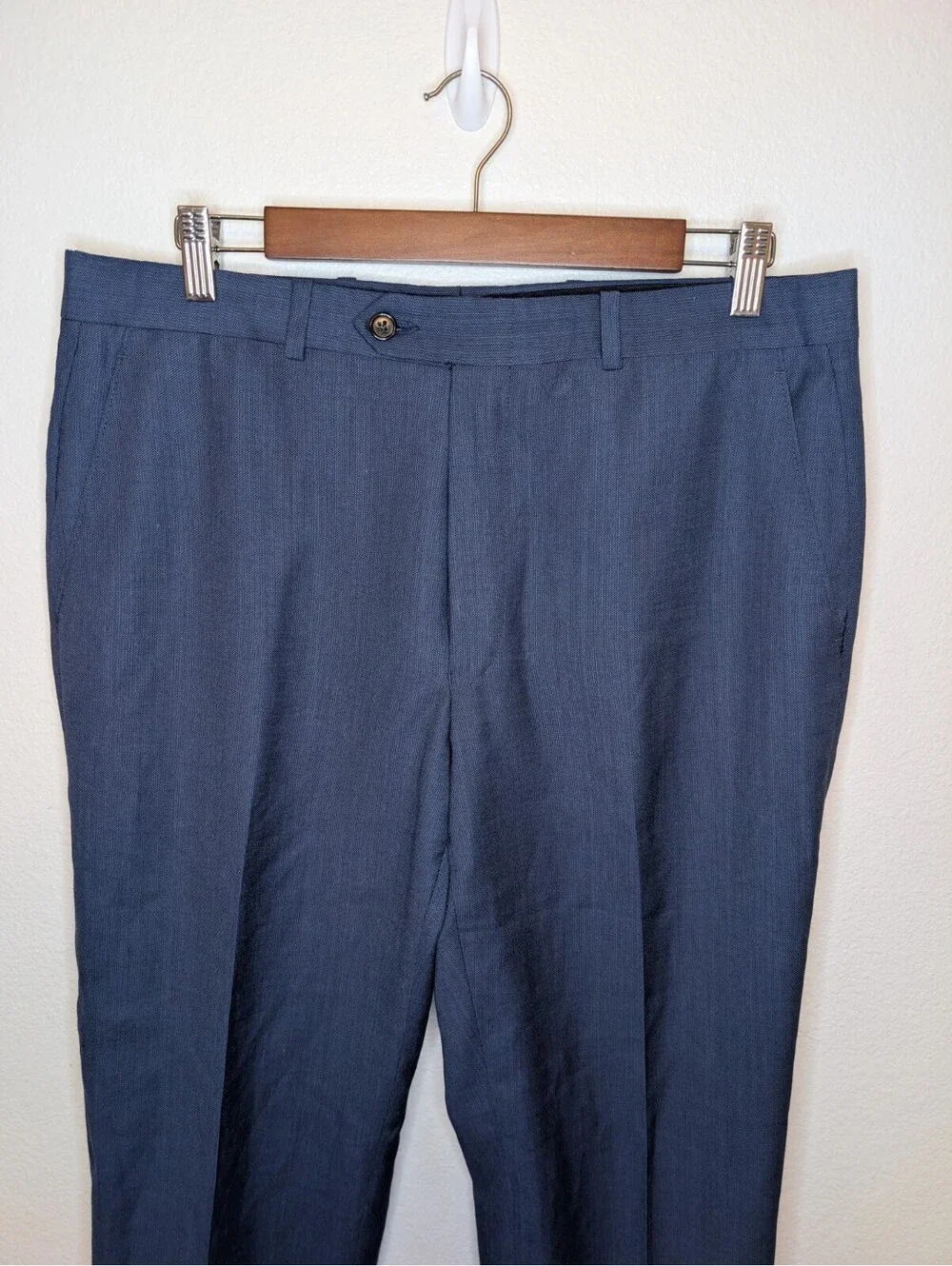Lauren Ralph Lauren Mens Navy Blue Wool Blend Dress Pants Light Stretch 34x32